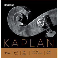 D'Addario K610 3/4L - Jeu de cordes contrebasse Kaplan, manche 3/4, Light