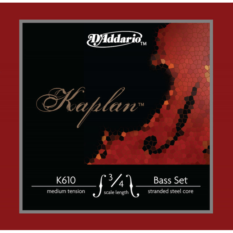 D'Addario K610 3/4M - Jeu de cordes contrebasse Kaplan, manche 3/4, Medium