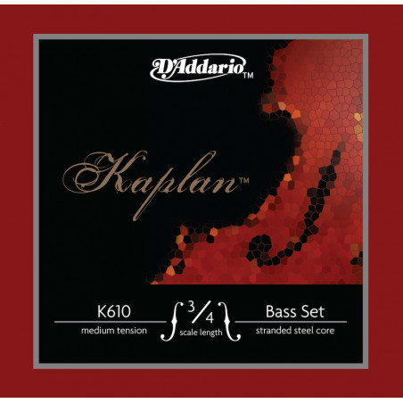 D'Addario K610 3/4M - Jeu de cordes contrebasse Kaplan, manche 3/4, Medium