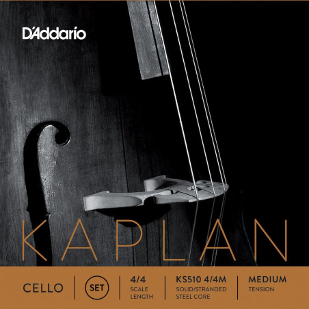 D'Addario KS510 4/4M - Jeu de cordes violoncelle Kaplan, manche 4/4, Medium