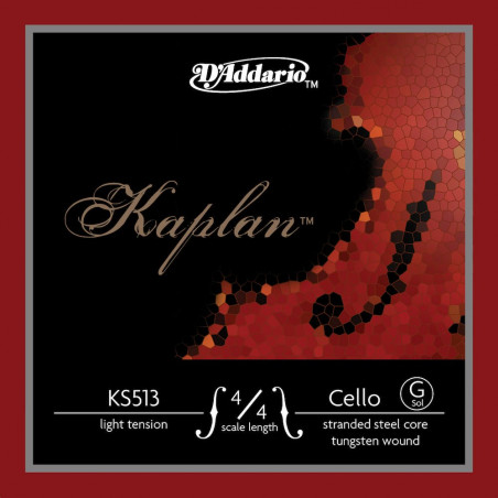 D'Addario KS513 4/4L - Corde seule (Sol) violoncelle Kaplan, manche 4/4, Light