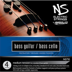 D'Addario NS710 - Jeu de cordes basse/violoncelle 4/4 NS Electric, Medium