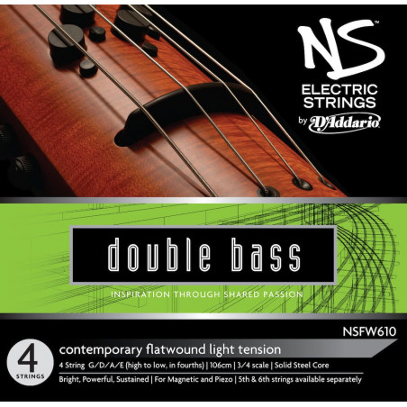 D'Addario NSFW610 - Jeu de cordes contrebasse 3/4 contemporain NS Electric, tirant Medium
