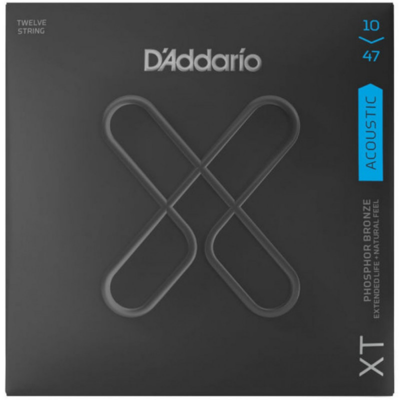 D'Addario XTAPB1047-12 - jeu guitare acoustique XT phosph. Bronze – 12 cordes Light, 10-47