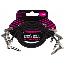 Ernie Ball 6222 - Cables patch pack de 3 - coudé fin & plat - 15 cm