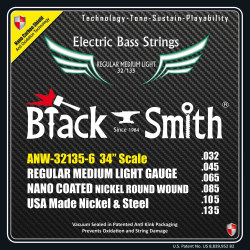 Black Smith A-NW32135-6 - Jeu de 6 cordes basse électrique - 32-135