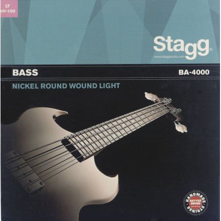 Stagg BA-4000 - Jeu de cordes en acier nickelé, filé rond pour guitare basse