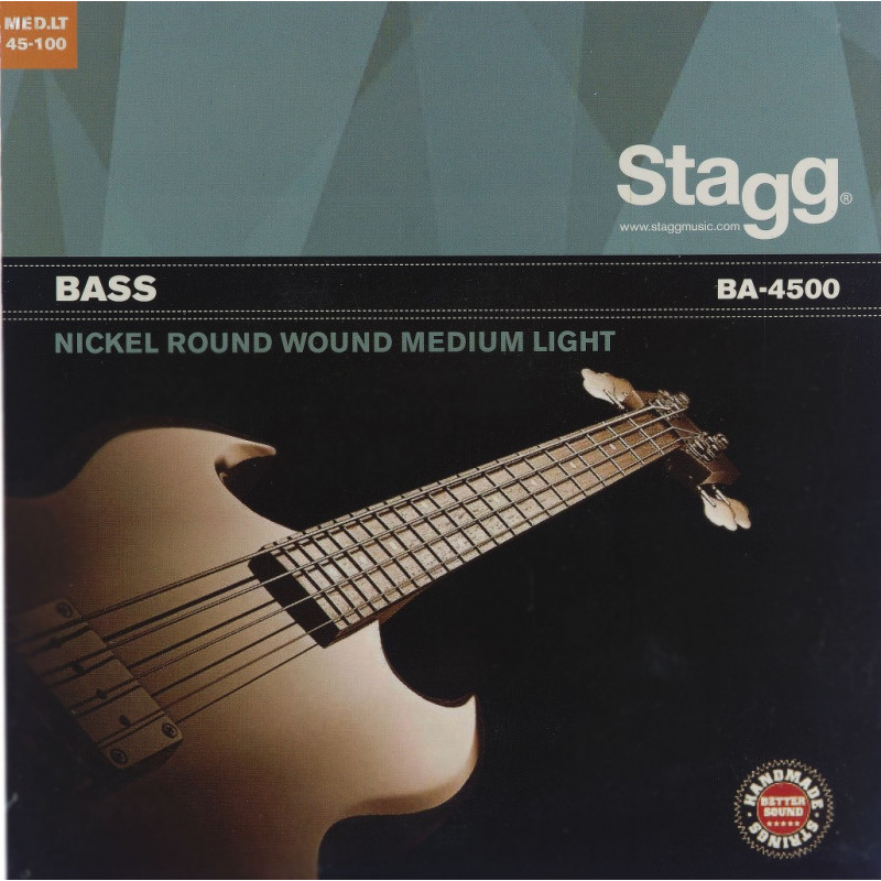 Stagg BA-4500 - Jeu de cordes en acier nickelé, filé rond pour guitare basse éléctrique