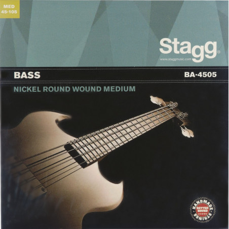 Stagg BA-4505 - Jeu de cordes en acier nickelé, filé rond pour guitare basse