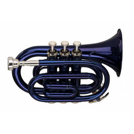 Stagg WS-TR246S - Trompette de poche en Sib, perce ML, corps en laiton, bleu