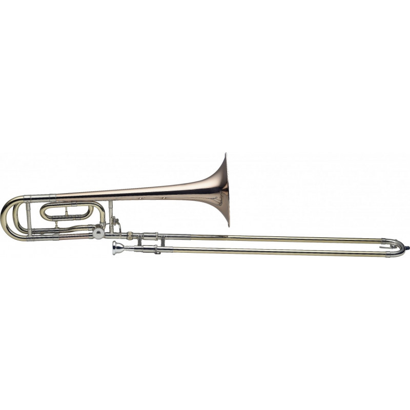 Levante LV-TB6415 - Pro Trombone à coulisse ténor en Sib et Fa, pavillon en cuivre rose, perce L