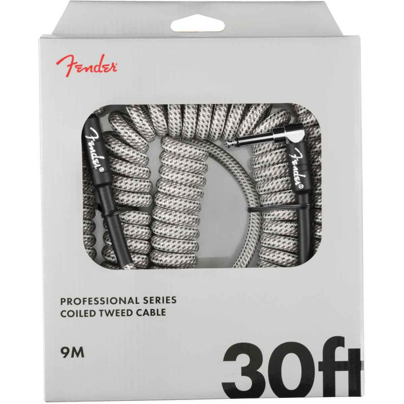 Fender Câble professionnel spiralé tweed blanc - droit/coudé - 9 m