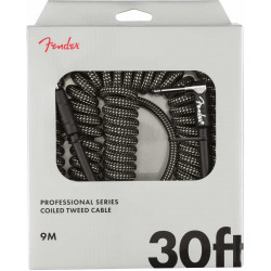 Fender Câble professionnel spiralé tweed gris - droit/coudé - 9 m