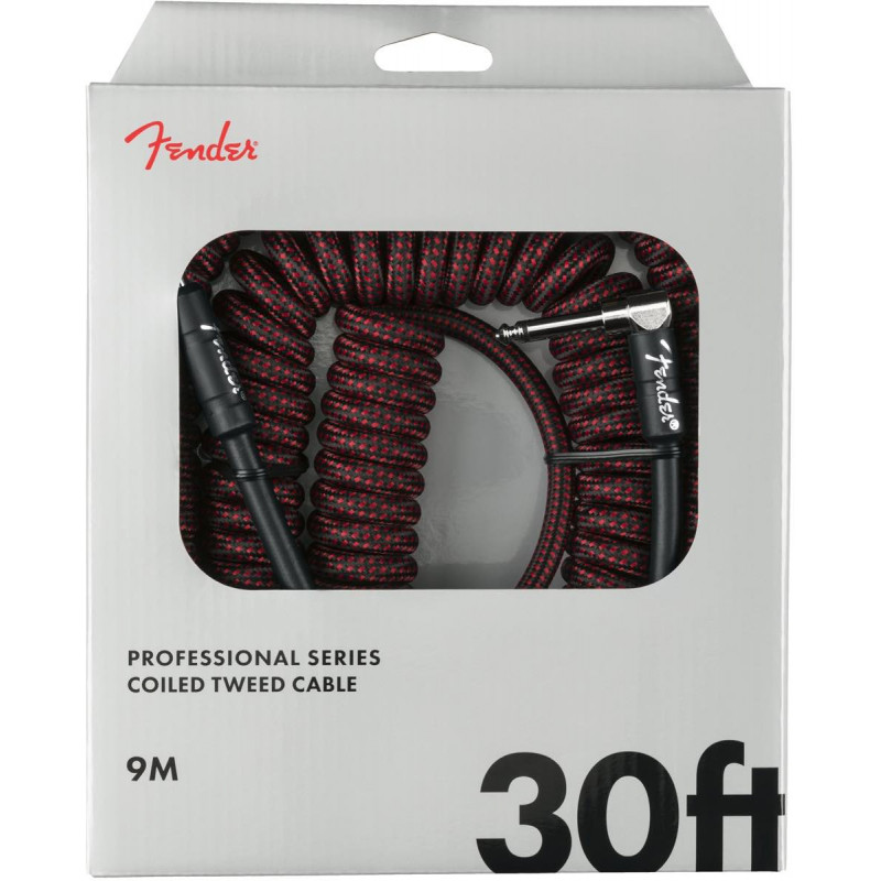 Fender Câble professionnel spiralé tweed rouge - droit/coudé - 9 m