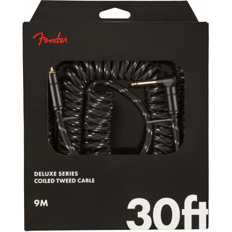 Fender Câble Deluxe spiralé tweed noir - droit/coudé - 9 m