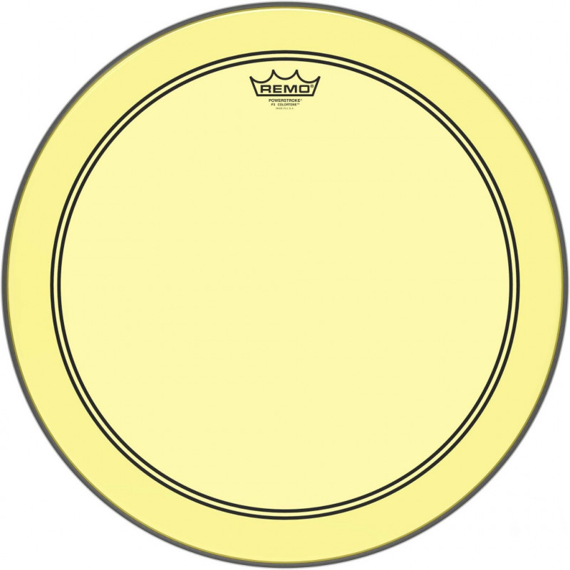 Remo P3-1318-CT-YE - Peau de frappe Powerstroke 3 Colortone pour grosse caisse, jaune, 18"