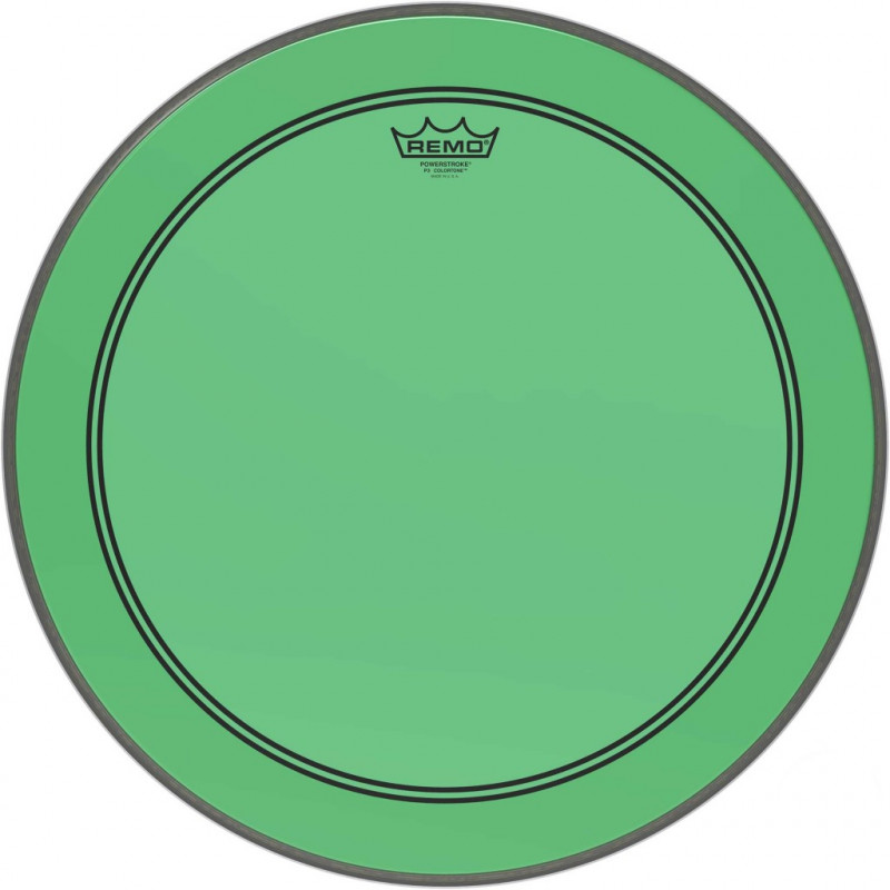 Remo P3-1320-CT-GN - Peau de frappe Powerstroke 3 Colortone pour grosse caisse, vert, 20"