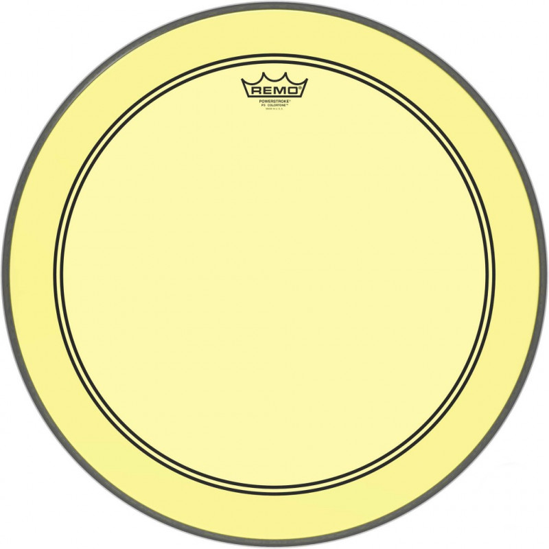 Remo P3-1320-CT-YE - Peau de frappe Powerstroke 3 Colortone pour grosse caisse, jaune, 20"