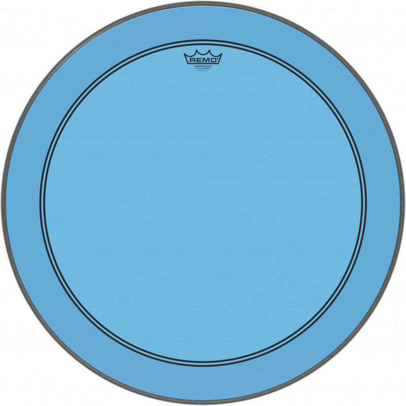 Remo P3-1326-CT-BU - Peau de frappe Powerstroke 3 Colortone pour grosse caisse, bleu, 26", avec trou décentré de 5