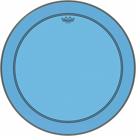 Remo P3-1326-CT-BU - Peau de frappe Powerstroke 3 Colortone pour grosse caisse, bleu, 26", avec trou décentré de 5