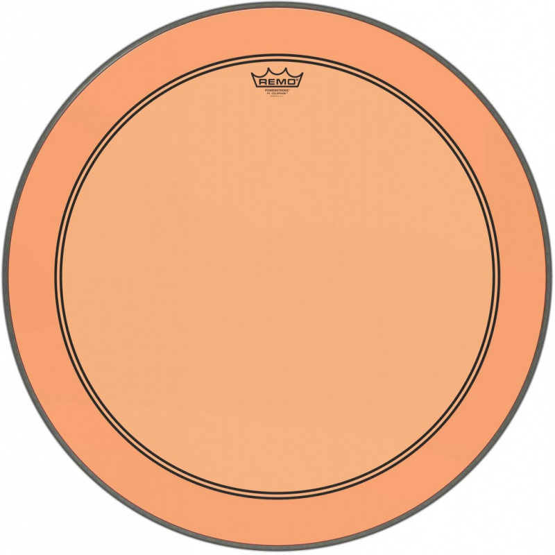 Remo P3-1326-CT-OG - Peau de frappe Powerstroke 3 Colortone pour grosse caisse, orange, 26", avec trou décentré de 5