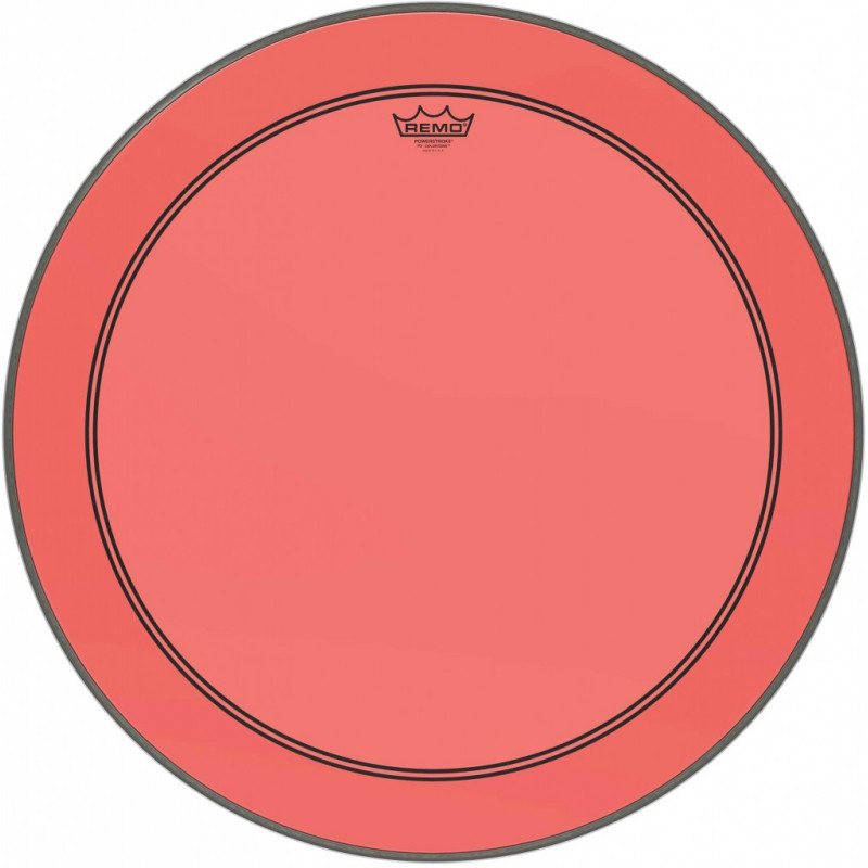 Remo P3-1326-CT-RD - Peau de frappe Powerstroke 3 Colortone pour grosse caisse, rouge, 26", avec trou décentré de 5