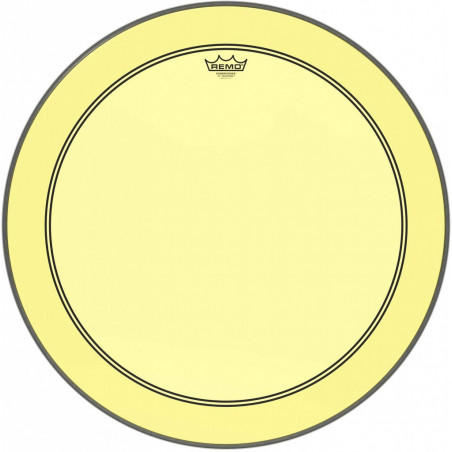 Remo P3-1326-CT-YE - Peau de frappe Powerstroke 3 Colortone pour grosse caisse, jaune, 26", avec trou décentré de 5