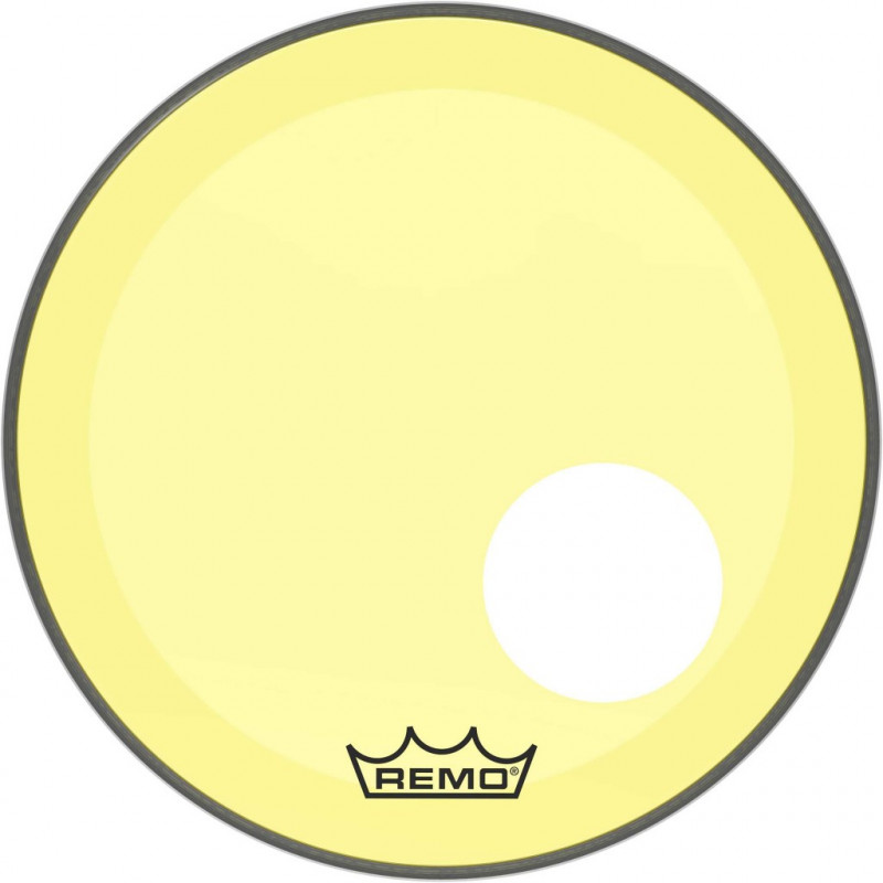 Remo P3-1318-CT-YEOH - Peau de frappe Powerstroke 3 Colortone pour grosse caisse, jaune, 18", avec trou décentré de 5