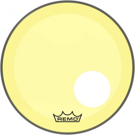 Remo P3-1318-CT-YEOH - Peau de frappe Powerstroke 3 Colortone pour grosse caisse, jaune, 18", avec trou décentré de 5