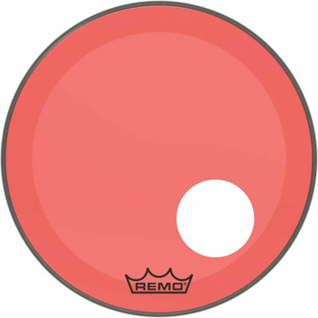 Remo P3-1320-CT-RDOH - Peau de frappe Powerstroke 3 Colortone pour grosse caisse, rouge, 20", avec trou décentré de 5