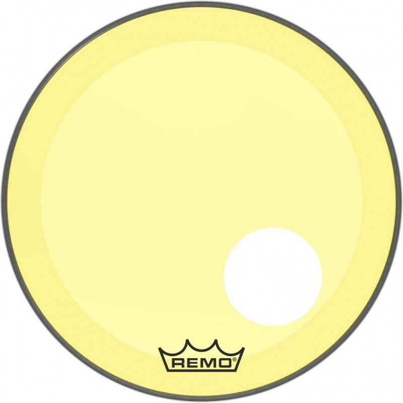 Remo P3-1320-CT-YEOH - Peau de frappe Powerstroke 3 Colortone pour grosse caisse, jaune, 20", avec trou décentré de 5