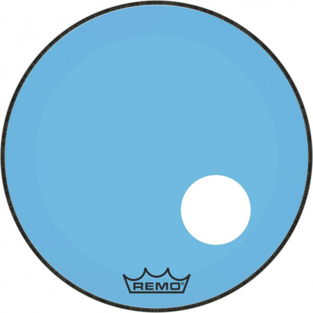 Remo P3-1322-CT-BUOH - Peau de frappe Powerstroke 3 Colortone pour grosse caisse, bleu, 22", avec trou décentré de 5
