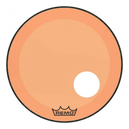 Remo P3-1322-CT-OGOH - Peau de frappe Powerstroke 3 Colortone pour grosse caisse, orange, 22", avec trou décentré de 5
