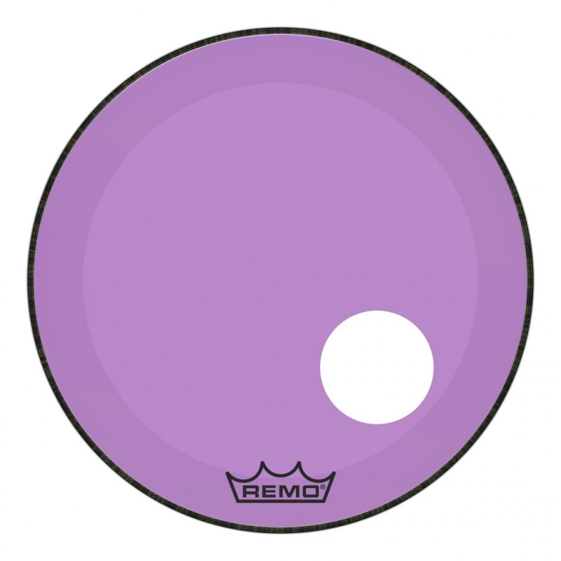 Remo P3-1322-CT-PUOH - Peau de frappe Powerstroke 3 Colortone pour grosse caisse, violet, 22", avec trou décentré de 5