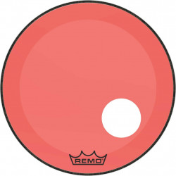 Remo P3-1322-CT-RDOH - Peau de frappe Powerstroke 3 Colortone pour grosse caisse, rouge, 22", avec trou décentré de 5