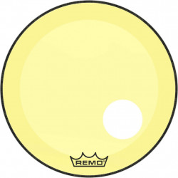 Remo P3-1322-CT-YEOH - Peau de frappe Powerstroke 3 Colortone pour grosse caisse, jaune, 22", avec trou décentré de 5