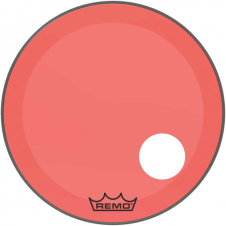 Remo P3-1324-CT-RDOH - Peau de frappe Powerstroke 3 Colortone pour grosse caisse, rouge, 24", avec trou décentré de 5