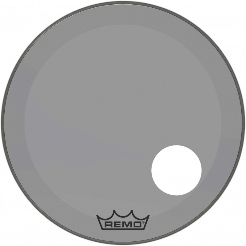 Remo P3-1324-CT-SMOH - Peau de frappe Powerstroke 3 Colortone pour grosse caisse, smoke, 24", avec trou décentré de 5