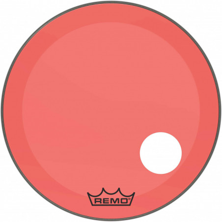 Remo P3-1326-CT-RDOH - Peau de frappe Powerstroke 3 Colortone pour grosse caisse, rouge, 26", avec trou décentré de 5