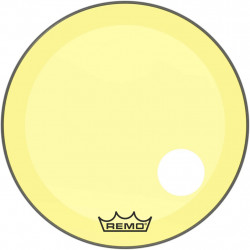 Remo P3-1326-CT-YEOH - Peau de frappe Powerstroke 3 Colortone pour grosse caisse, jaune, 26", avec trou décentré de 5