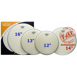 Remo PP-0112-BA - ProPack (Ambassador sablée 12", 13", 16" + BA-0114-00 14" gratuite)