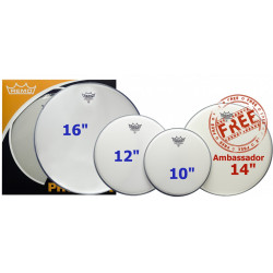 Remo PP-1880-BE - Pro Pack (Emperor sablée 10", 12", 16" + Ambassador sablée 14" gratuite)