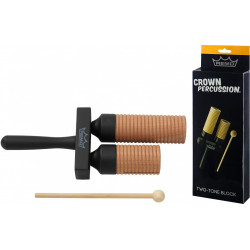 Remo CR-P004-00 - Agogô à deux tons en bois, avec maillet, Crown Percussion