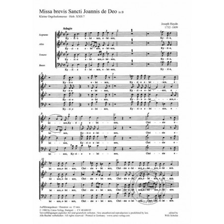 Missa brevis Sti Joannis de Deo en si bemol majeur - Haydn - choeur seul