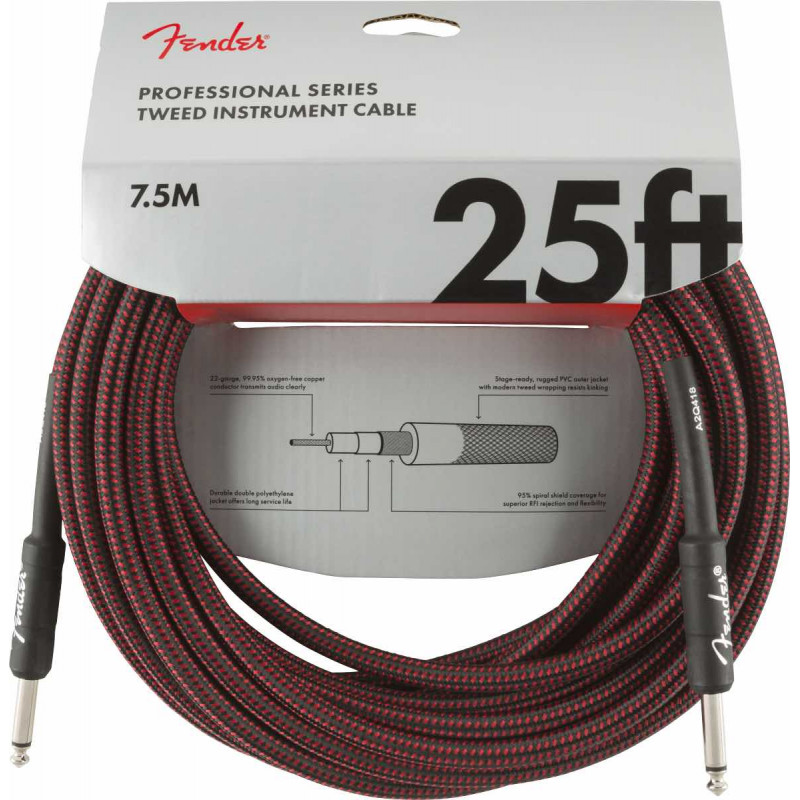 Fender Serie Professionnelle - Câble jack-jack droit - 7,5 m - tweed rouge