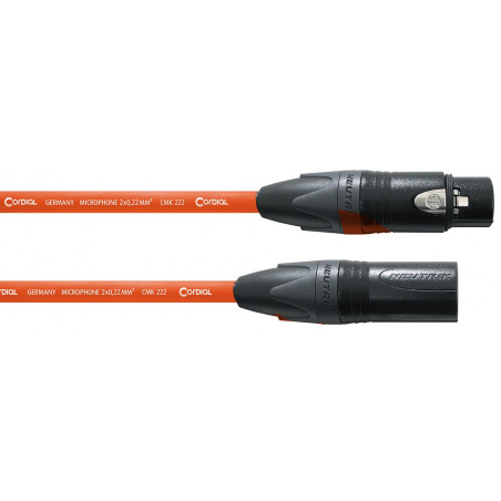 Cordial CPM10FM-OR - Câble microphone XLR mâle/XLR femelle orange - 10m