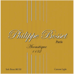 Philippe Bosset PBACO1152 - Jeu de cordes pour acoustique soft brass 80/20 - Custom Light 11-52