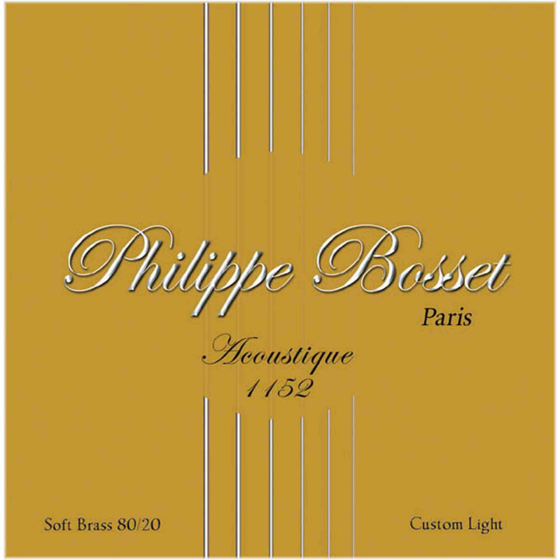 Philippe Bosset PBACO1152 - Jeu de cordes pour acoustique soft brass 80/20 - Custom Light 11-52