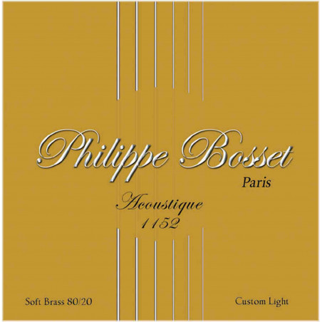 Philippe Bosset PBACO1152 - Jeu de cordes pour acoustique soft brass 80/20 - Custom Light 11-52