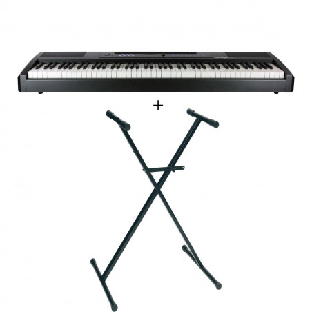 Pack Adagio SP75BK - Piano numérique 88 notes + stand en X - Noir mat